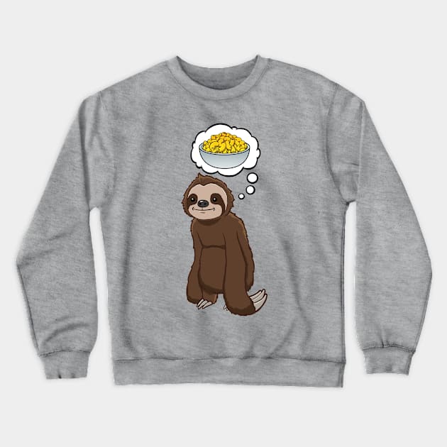 Sloth thinking about eating Mac and Cheese Crewneck Sweatshirt by jonmlam